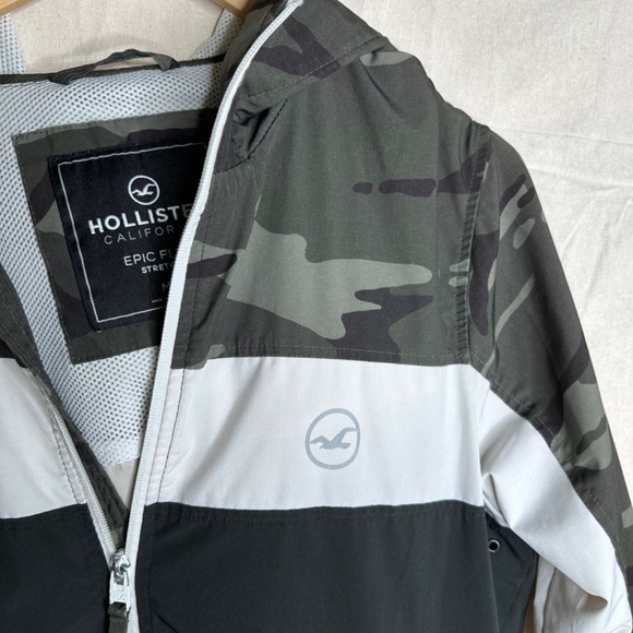 MEN'S HOLLISTER CAMOUFLAGE FULL ZIP HOODED JACKET SIZE MEDIUM - Picture 3 of 9